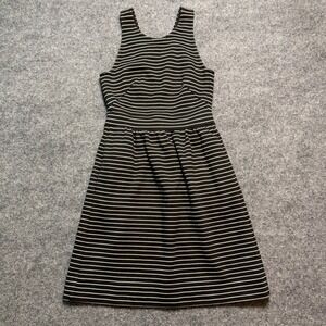 MADEWELL Black White Striped Sleeveless Fit Flare Mini Dress Size XXS